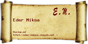 Eder Miksa névjegykártya